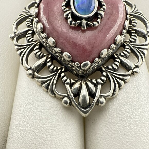 Carolyn Pollack Heart Pendant Enhancer Pink Rhodonite Opal Te Amo Sterling 925 - Picture 4 of 10
